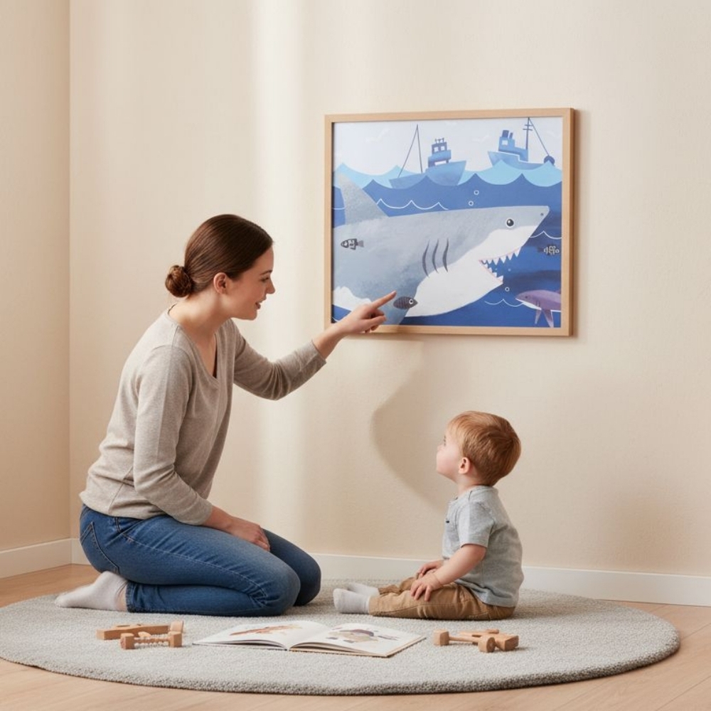 Sapna Shah Shark and Boats Canvas Art